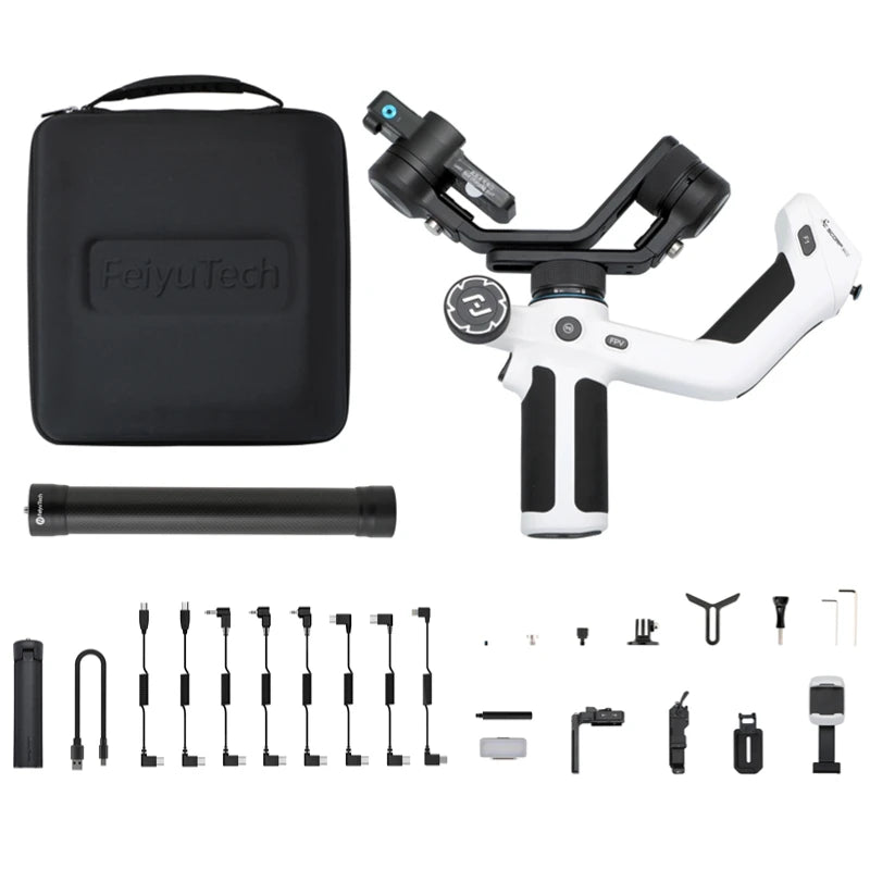 FeiyuTech SCORP Mini 2 Handheld Gimbal for Mirrorless, Action Cameras & Smartphones - 3-Axis Stabilization, AI Tracker, 1.2kg Payload