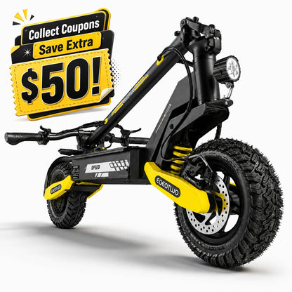 EOEOTWO 1200W Off-Road Electric Scooter for Adults - 30MPH, 48V, 11" Tubeless Tires, Foldable & Long Range