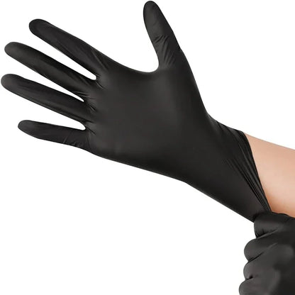 Black Nitrile Disposable Gloves for Mechanics, Tattoo Artists, Home Cleaning - Latex Free, Textured, 10/20/50/100PCS