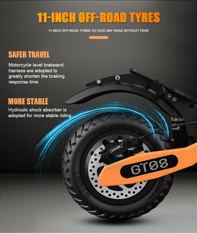 Arwibon GT08 Folding Electric Scooter for Adults, 5600W Motor, 46MPH, 60V27AH, 11" Off-Road Tires, Sport & Commuter