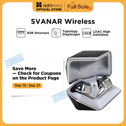 HIFIMAN SVANAR Wireless Bluetooth Hi-Fi Earphones with DAC, IPX5 Water Resistant & ANC for Audiophiles