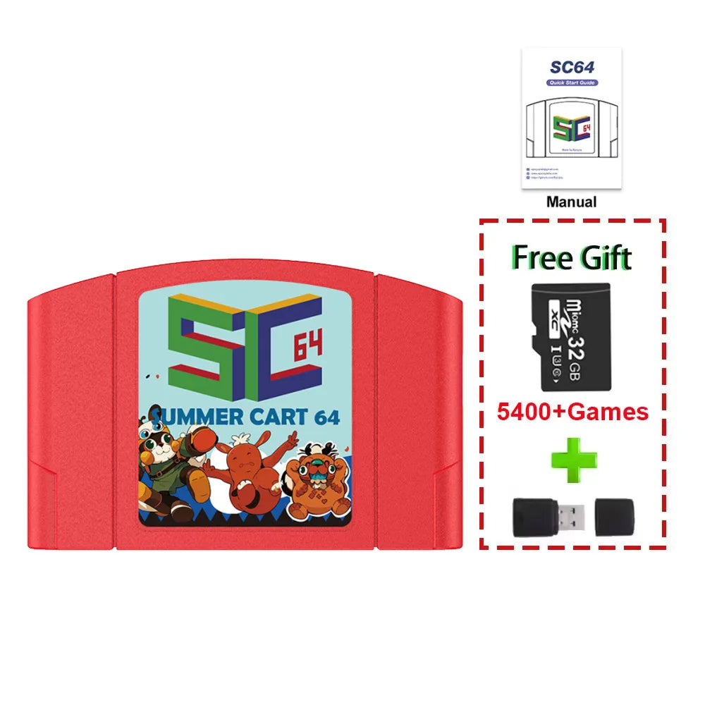 5400-in-1 N64 Game Cartridge with 32GB TF Card - No Region Restrictions for Nintendo 64 Retro Gaming