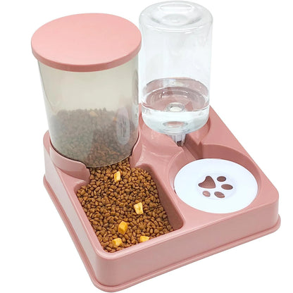 Automatic Cat Feeder & Water Dispenser Set - 2-in-1 Tilted Gravity Feeder for Cats & Dogs