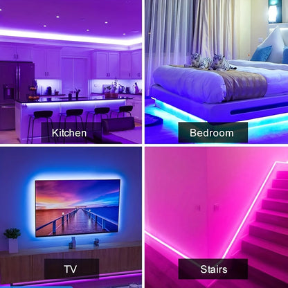 RGB LED Strip Lights with Music Sync - USB 5V Remote Control Flexible Lamp for Bedroom, Party, TV, and Desk Decoration