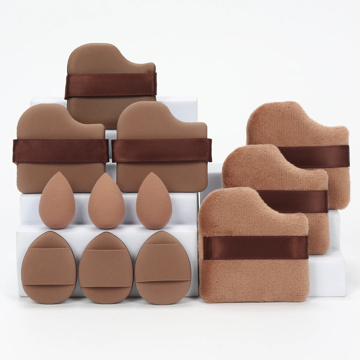 12-Piece Versatile Makeup Sponge Set for Flawless Application: 3 Loose Powder Puffs, 3 Mini Air Cushion Puffs, 3 Beauty Eggs