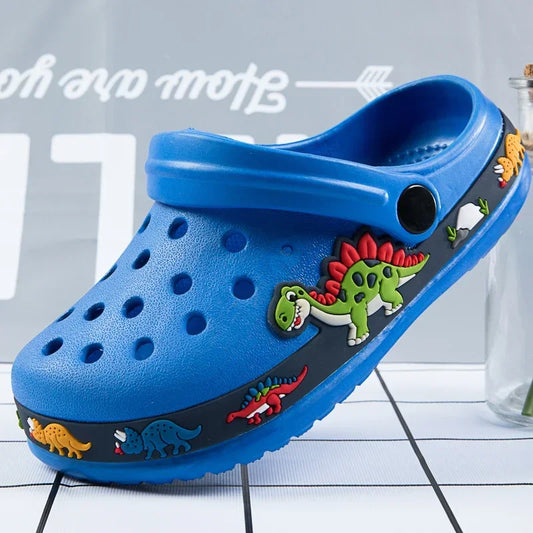 Children's Cartoon Excavator Print Clogs - Boys' Summer Slippers, Soft & Breathable Indoor Sports Footwear