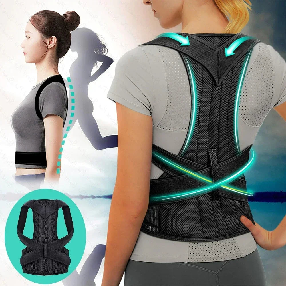Adjustable Breathable Polyester Posture Corrector for Pain Relief - Universal Fit for All Body Types