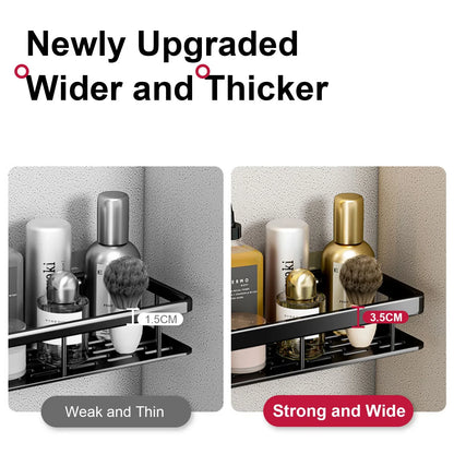 Wall-Mounted Aluminum Bathroom Shelf for Shampoo & Toiletries – No Drill Corner Rack for Showers & Kitchens