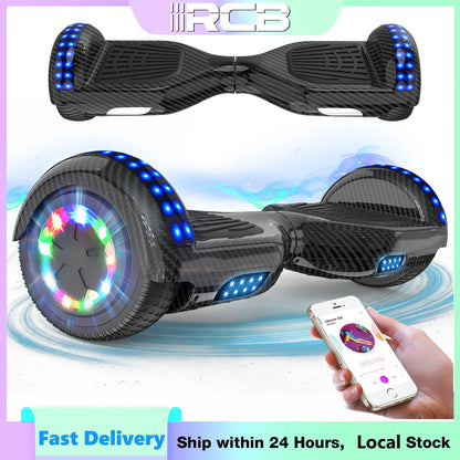 RCB 6.5 Inch Bluetooth Hoverboard with LED Lights - Fun Ride for Kids and Adults