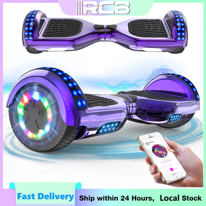 RCB 6.5 Inch Bluetooth Hoverboard with LED Lights - Fun Ride for Kids and Adults