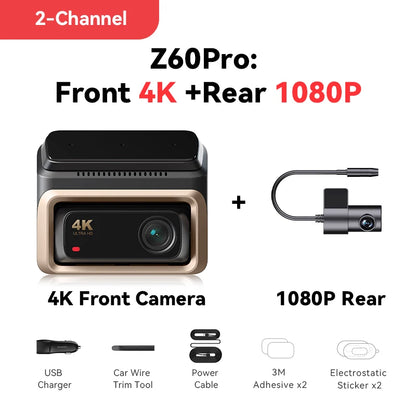 DDPAI Z60 Pro 4K Dash Cam - Front Camera for Cars with Dual SONY Sensors, GPS, WiFi, ADAS & Night Vision