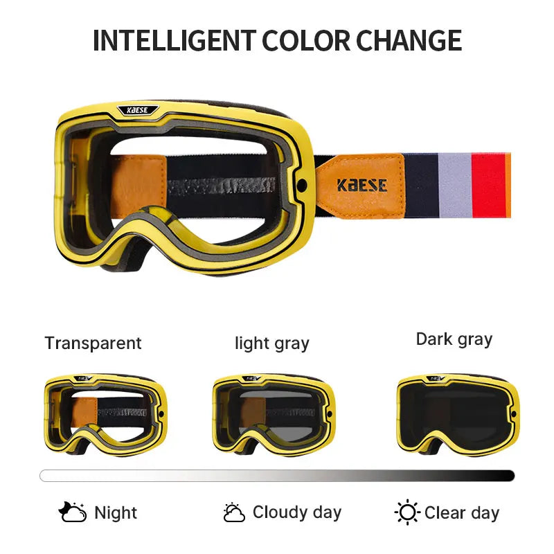 UV 400 Motorcycle Riding Glasses - Photochromic Sports Goggles for Motocross, Skating, Windproof & Dustproof Protection