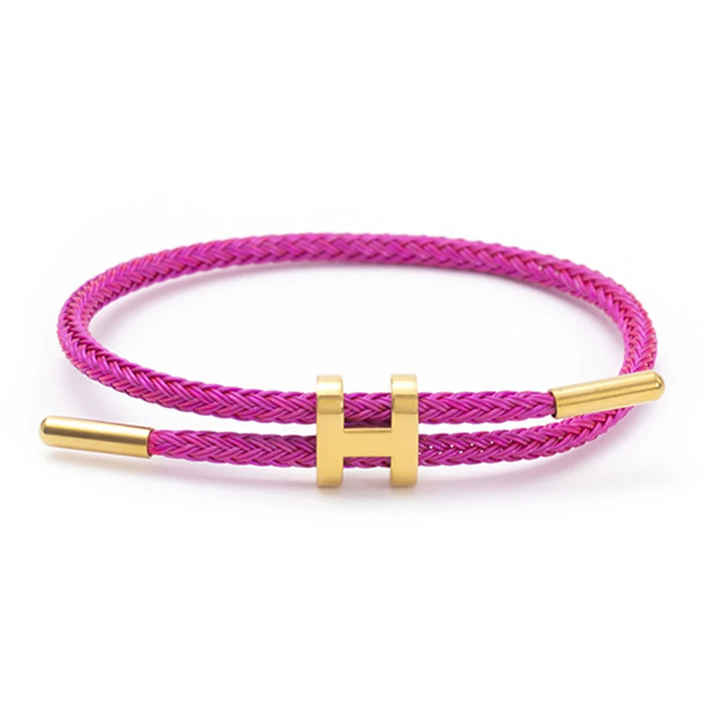 Luxury Waterproof Adjustable Wire Rope Bracelet for Couples - Stainless Steel Bangle Jewelry for Men & Women