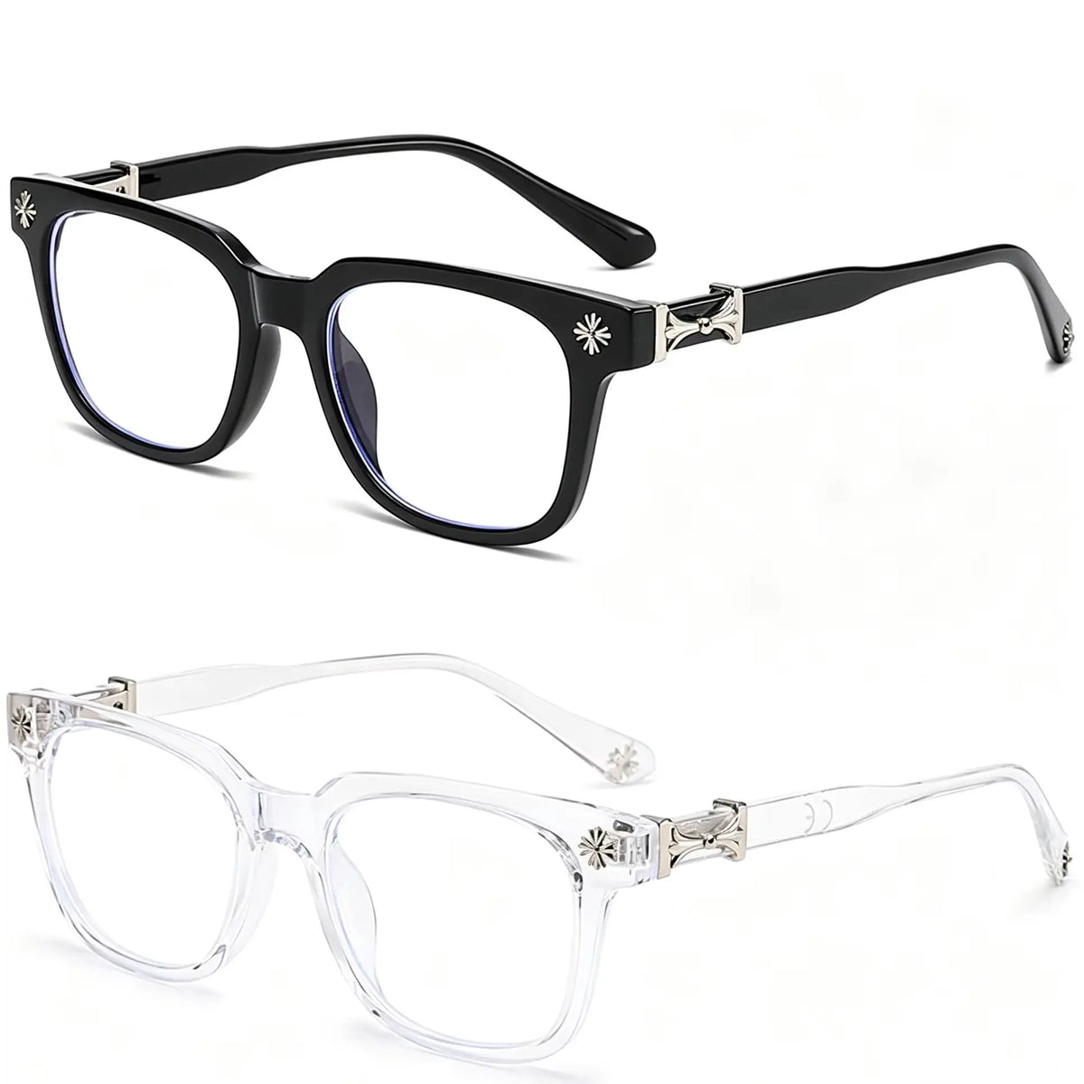 Classic Square Anti-Blue Light Glasses for Men and Women - Unisex Black & Transparent Frames for Computer Use