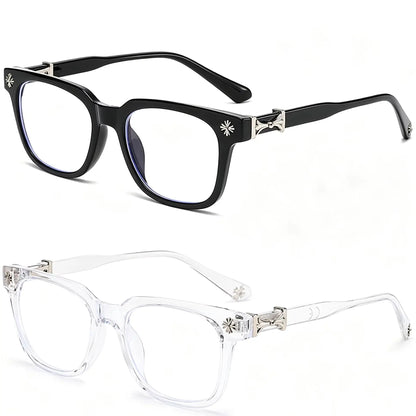 Classic Square Anti-Blue Light Glasses for Men and Women - Unisex Black & Transparent Frames for Computer Use