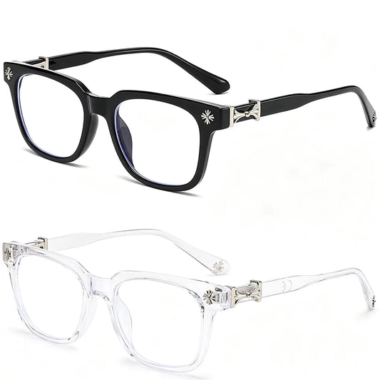 Classic Square Anti-Blue Light Glasses for Men and Women - Unisex Black & Transparent Frames for Computer Use