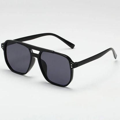 Men's Vintage Square Sunglasses - Unisex UV400 Black Lens Shades for Stylish Sun Protection