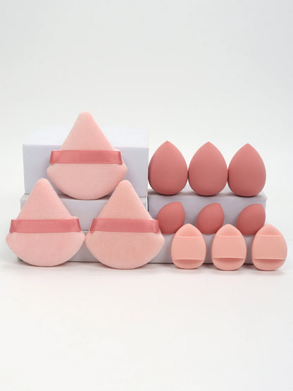 12-Piece Versatile Makeup Sponge Set for Flawless Application: 3 Loose Powder Puffs, 3 Mini Air Cushion Puffs, 3 Beauty Eggs