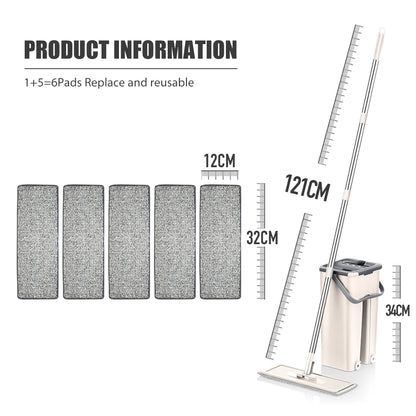 Hands-Free Microfiber Flat Floor Mop and Bucket Set for Efficient Hardwood Cleaning at Home