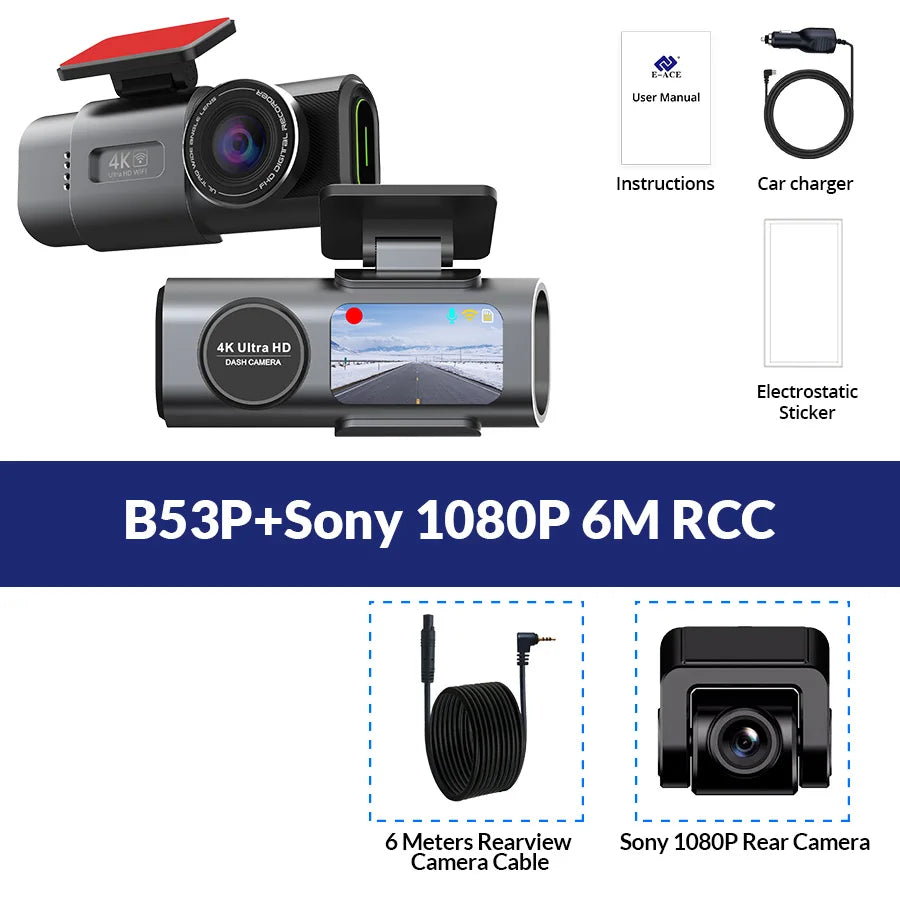 4K UHD Dash Cam with Night Vision & GPS - Car Camera for Safe Driving & 24/7 Parking Surveillance