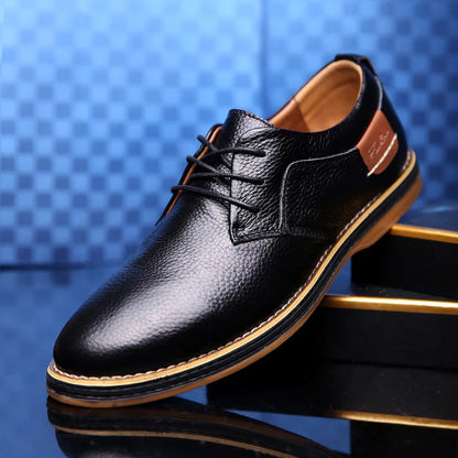 Men's Genuine Leather Brogue Oxfords - Italian Luxury Dress Shoes, Lace-Up Moccasins, Casual Plus Size 38-48