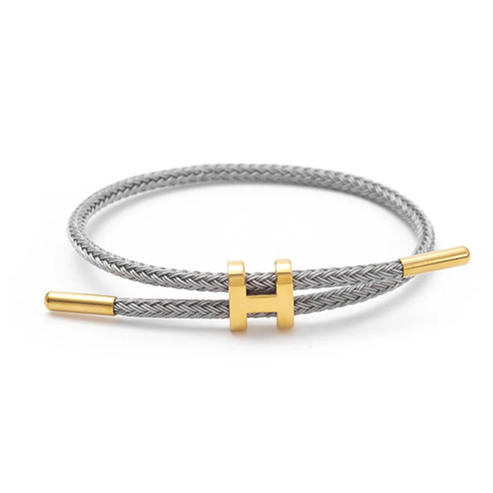 Luxury Waterproof Adjustable Wire Rope Bracelet for Couples - Stainless Steel Bangle Jewelry for Men & Women
