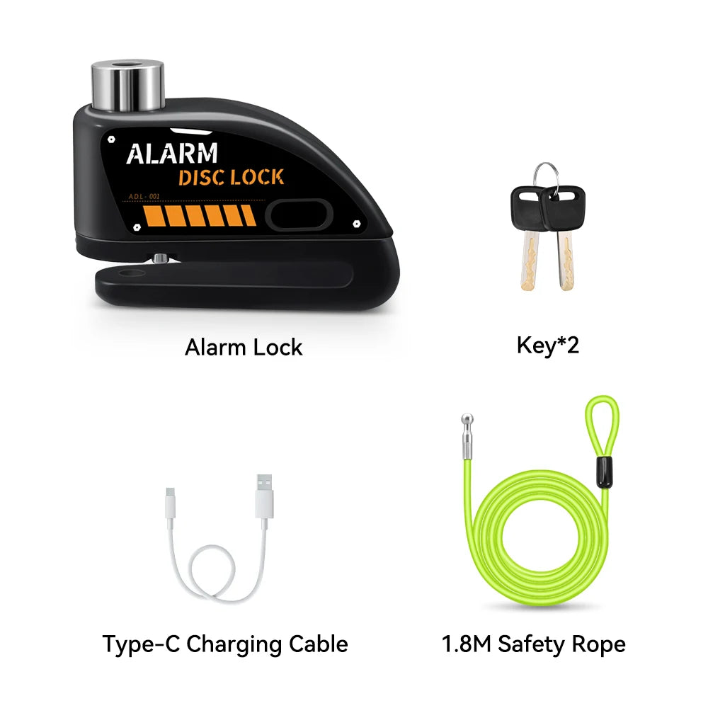 Extractme Motorcycle Alarm Disc Brake Lock - 120dB Anti-Theft Security for Bikes, Scooters & Motorcycles