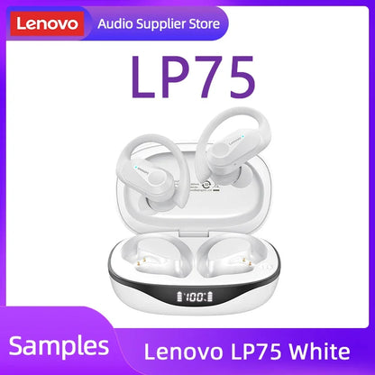 Lenovo LP75 TWS Bluetooth 5.3 Headphones - Waterproof Noise-Cancelling Earbuds with LED Display for Music Lovers