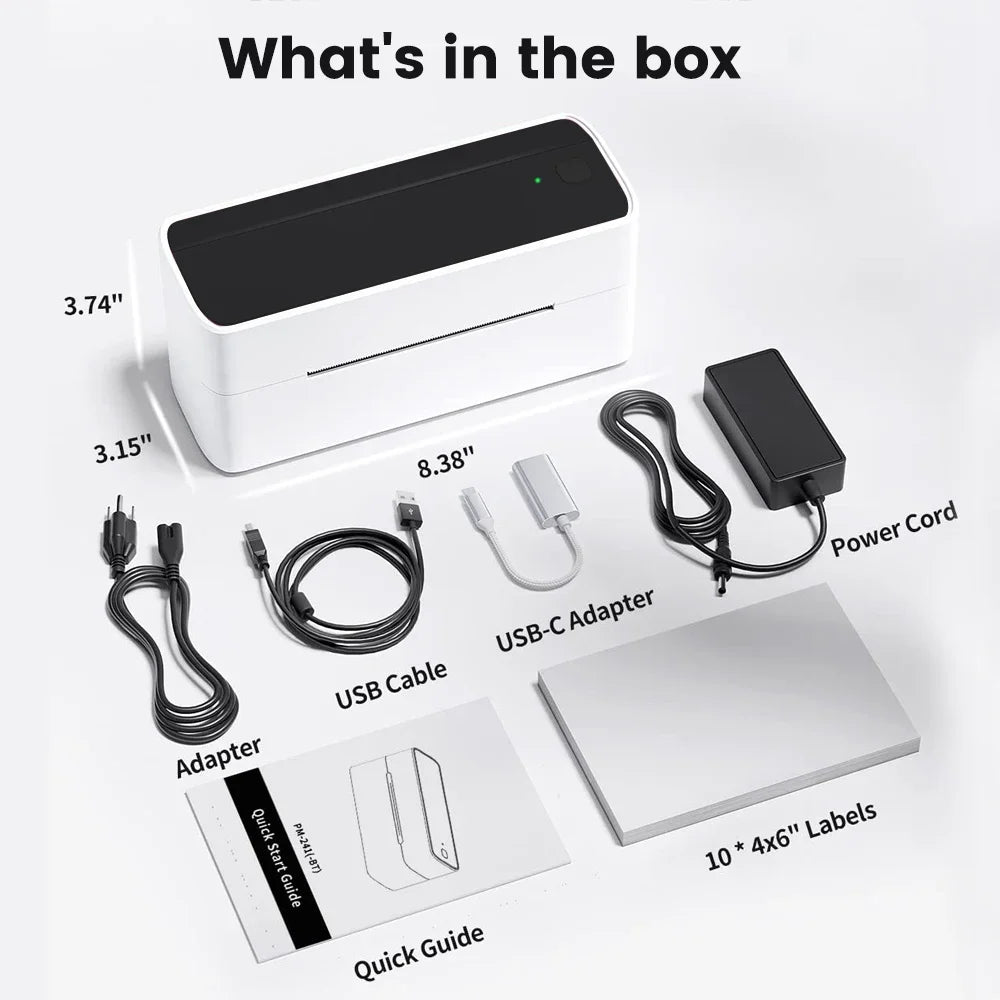 Phomemo 241 Wireless Bluetooth Label Printer for iPhone, Android, Mac & Windows - 108mm Thermal Shipping Labels