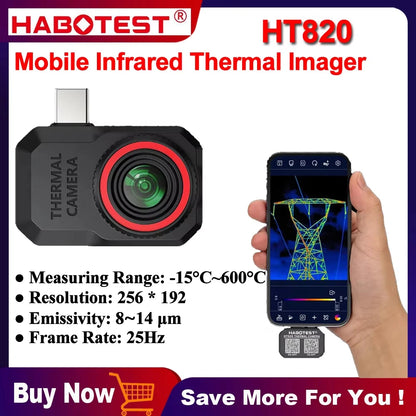 HABOTEST HT820 Thermal Camera - Android Infrared Imager for Home Repairs & Temperature Monitoring