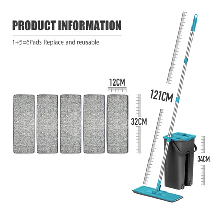 Hands-Free Microfiber Flat Floor Mop and Bucket Set for Efficient Hardwood Cleaning at Home