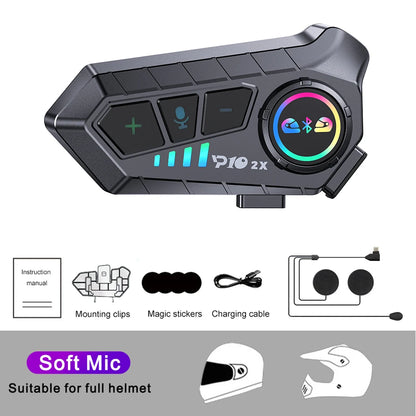 KEBIDUMEI 1/2x Motorcycle Intercom Headset for 2 Riders - BT 5.3, 300M Waterproof, Music Sharing, Helmet Communication