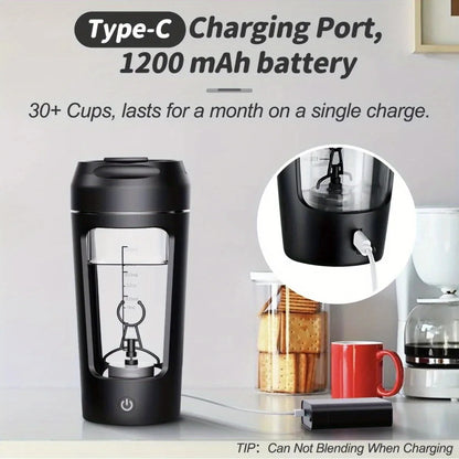 500ML Electric Protein Shaker Bottle for Gym & Outdoor Activities – Automatic Mixer for Smoothies, Milk, Coffee, & More