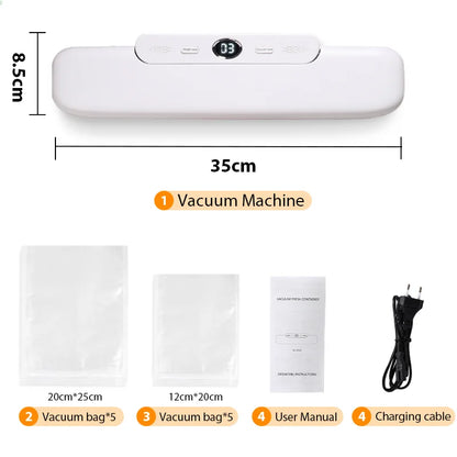 saengQ Vacuum Sealer for Food Storage - Includes 10 Vacuum Bags for Home Use, Ideal for Meal Prep and Freshness