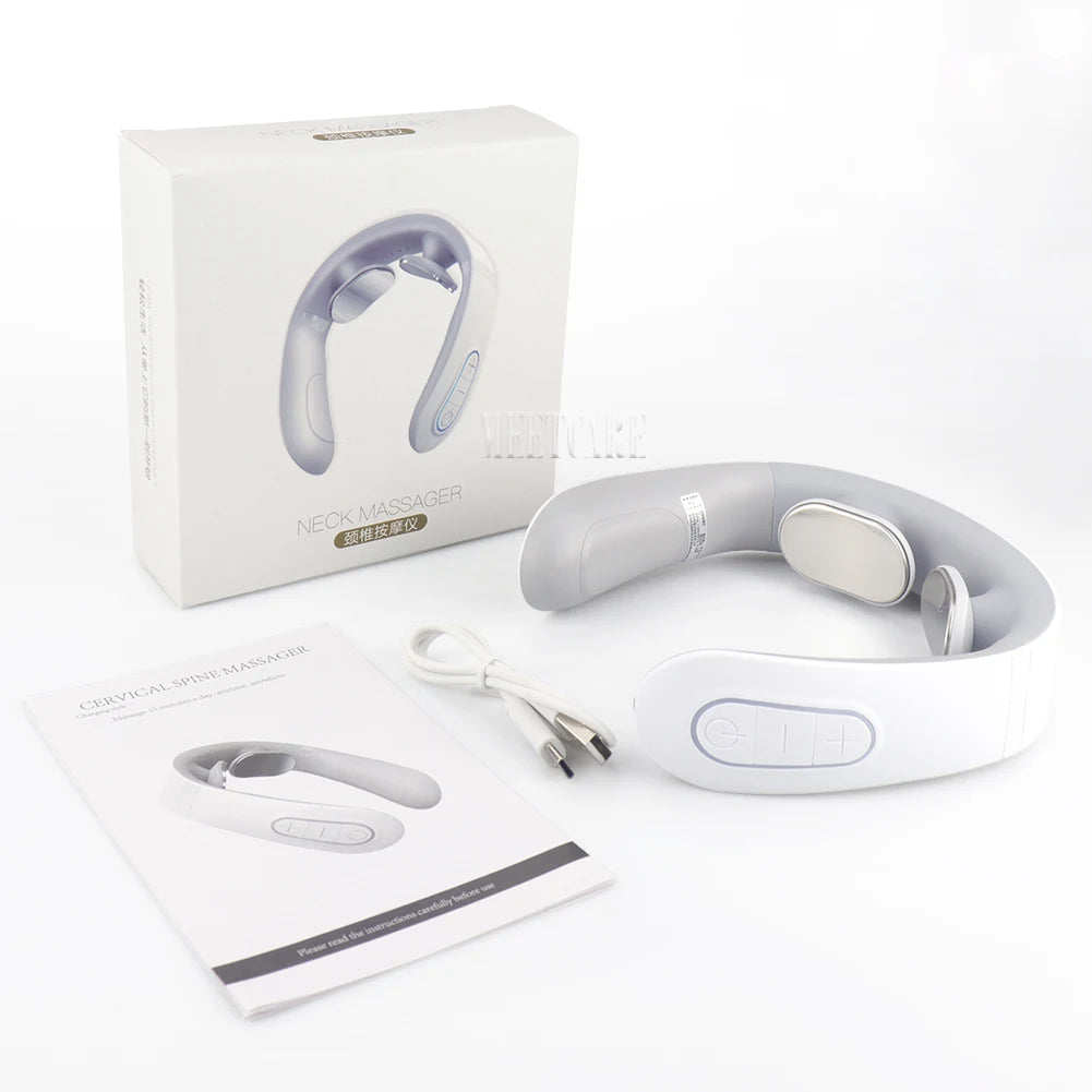 Pulse Neck Massager for Cervical Pain Relief – Smart Electric EMS TENS Therapy for Muscle Relaxation and Kneading