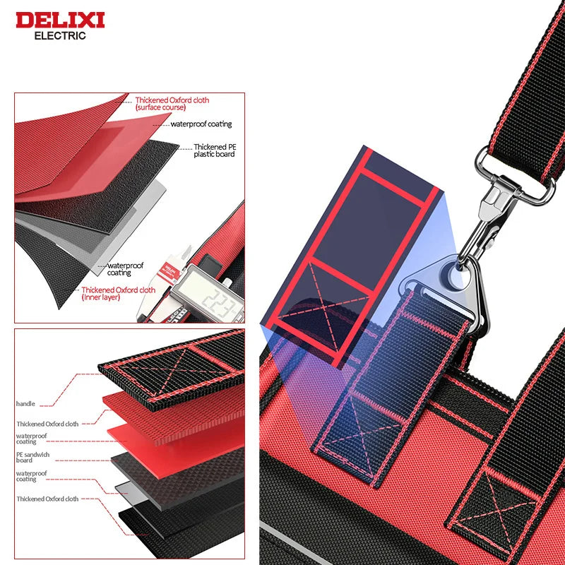 DELIXI Electric Tool Bag - Waterproof Storage for Electricians, Carpenters, Mechanics & Homeowners