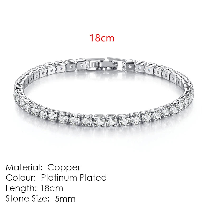 Silver Zircon Tennis Bracelet for Women & Men - Dazzling 2.5/3/4/5mm Crystal Hand Chain for Weddings & Punk Fashion Jewelry