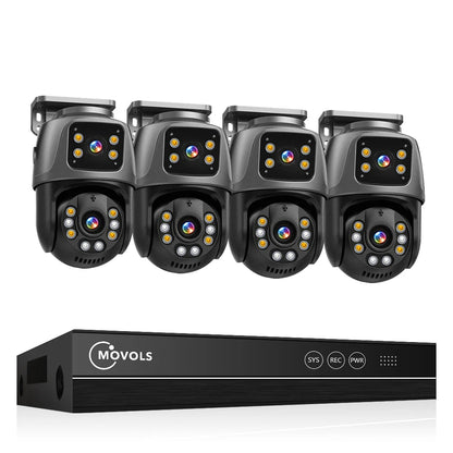 Movols 6MP POE Dual Lens PTZ Surveillance System with Two-Way Audio - 16CH NVR Security Camera Kit for Home & Business