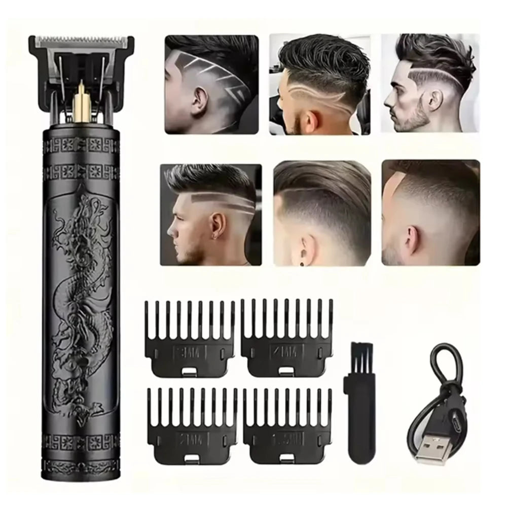 Hiena Hair Clipper Set - Cordless Metal Hair Trimmer with LCD Display for Professionals