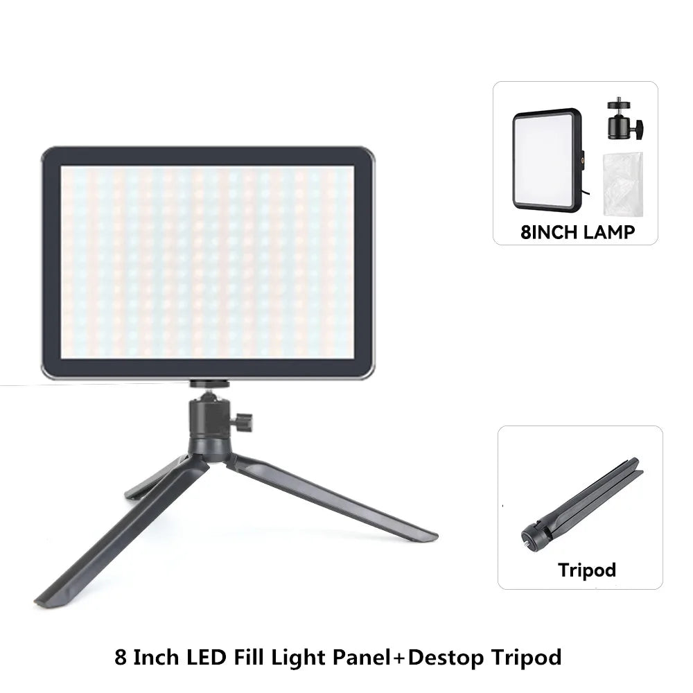 8/12 Inch LED Video Light Kit for YouTube Live Streaming and Photography with Tripod Stand