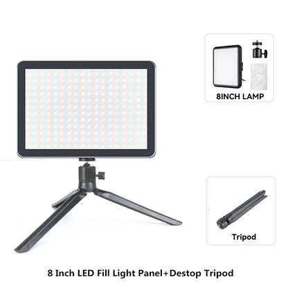 8/12 Inch LED Video Light Kit for YouTube Live Streaming and Photography with Tripod Stand