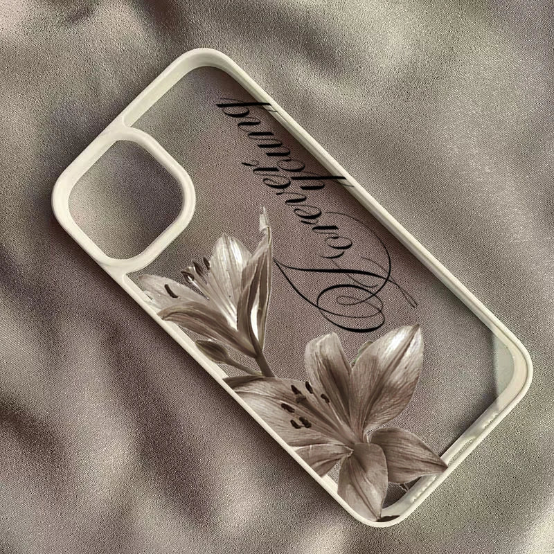 BrandName Shockproof iPhone Case - Vintage Floral Design for iPhone 16/17 Pro Max, 15, 14, 13, 12, 11, SE, 7, 8 Plus