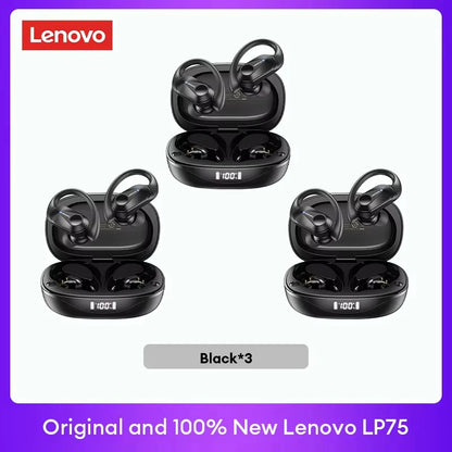 Lenovo LP75 TWS Bluetooth Headphones for Active Lifestyle - Wireless, Noise-Canceling, Waterproof with LED Display