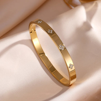 ZAKOL Sparkling Zirconia Stainless Steel Bracelet Set for Women - Stackable Bangles Fashion Jewelry Gift
