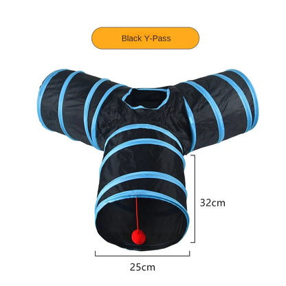 Cat Tunnel Toy for Indoor Cats - Foldable, Breathable Play Tunnel with Drill Barrel Design