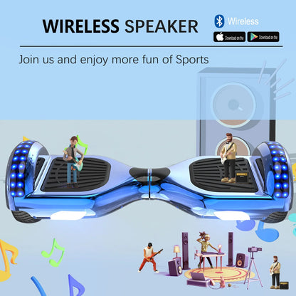 RCB 6.5 Inch Bluetooth Hoverboard with LED Lights - Fun Ride for Kids and Adults