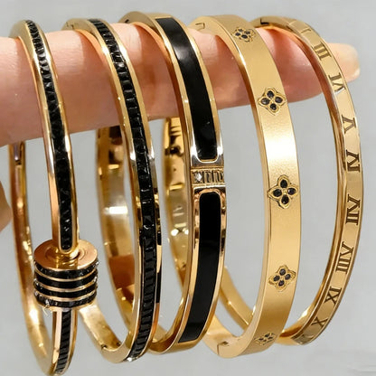 ZAKOL Sparkling Zirconia Stainless Steel Bracelet Set for Women - Stackable Bangles Fashion Jewelry Gift