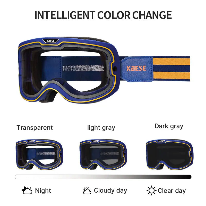 UV 400 Motorcycle Riding Glasses - Photochromic Sports Goggles for Motocross, Skating, Windproof & Dustproof Protection