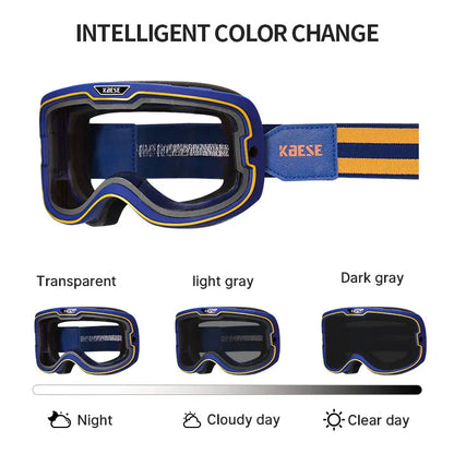 UV 400 Motorcycle Riding Glasses - Photochromic Sports Goggles for Motocross, Skating, Windproof & Dustproof Protection