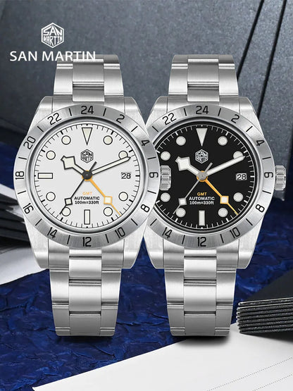 San Martin 39mm NH34 BB GMT Automatic Sport Watch for Men - Sapphire, Luminous, 100m Waterproof Relogio SN0054